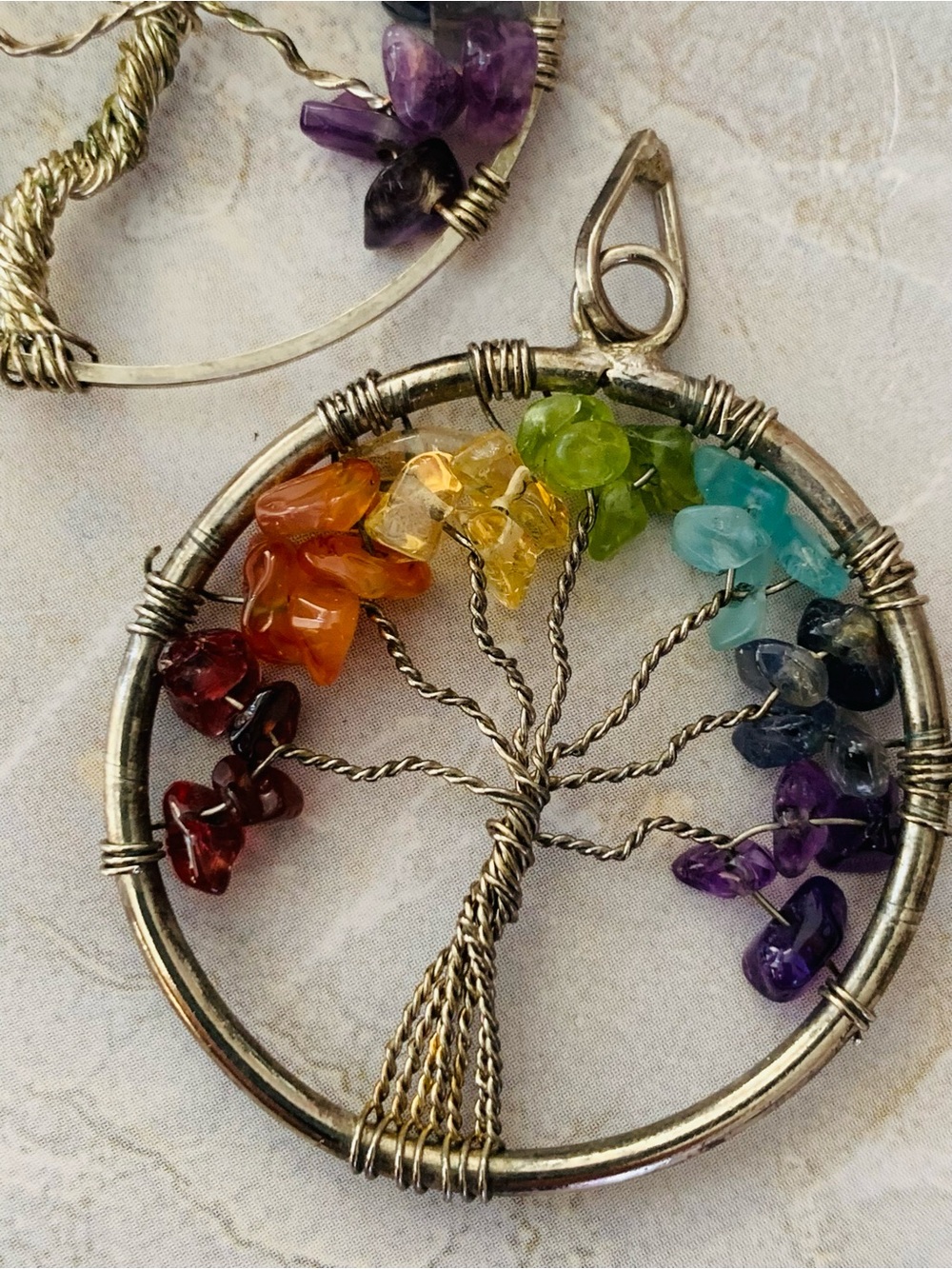Rainbow Chakra Tree of Life Pendants Multicolor Gemstone - Picture 2 of 4